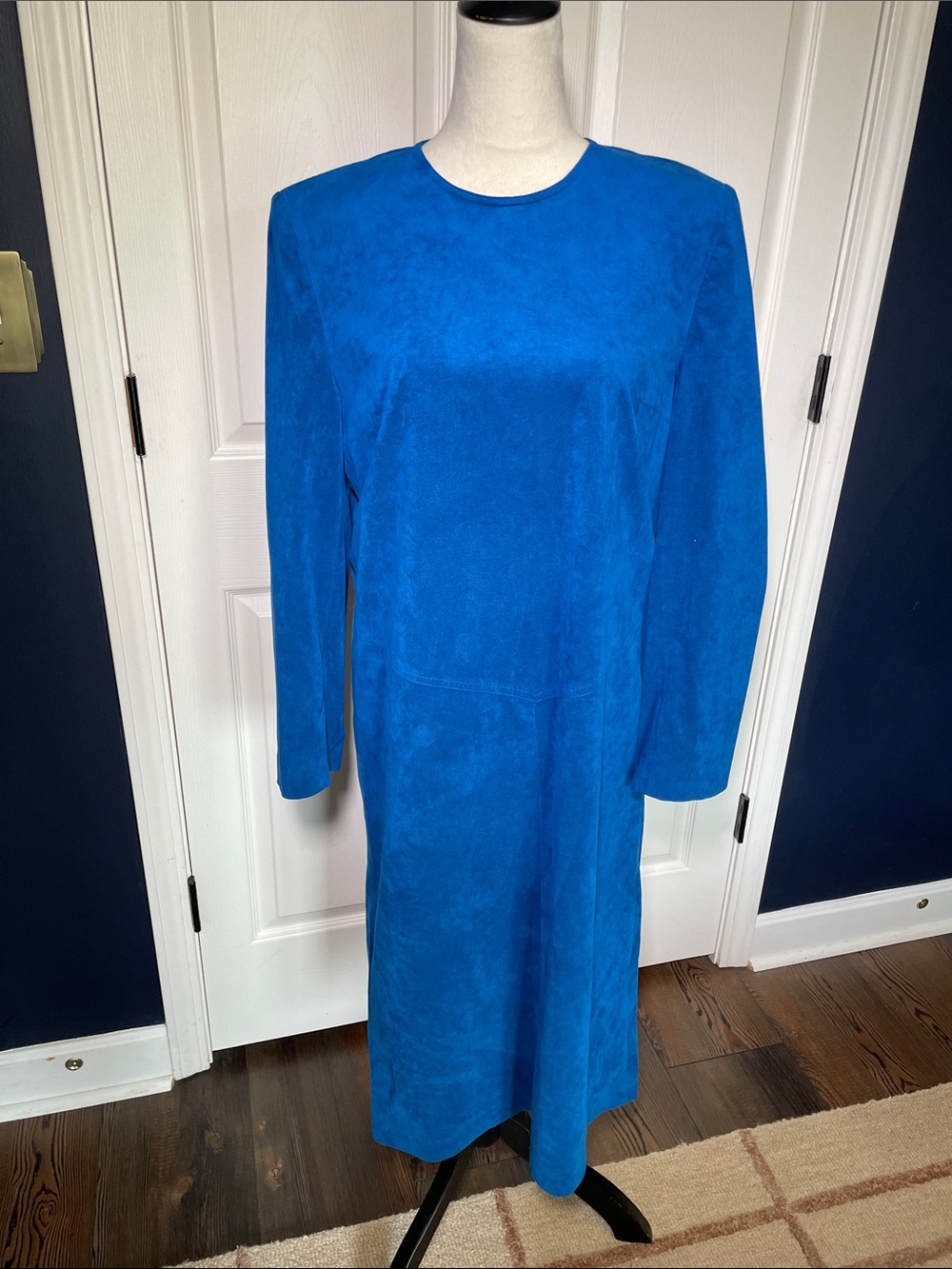 Vtg Count Romi LTD Ultrasuede Dress 80s Cobalt Royal Blue Midi Size 10